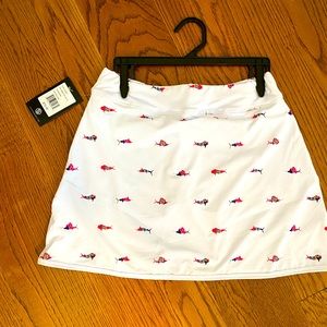 White Mermaid Print Athletic Skort